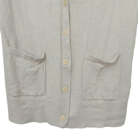 Banana Republic Sweater Womens Beige Large Merino Wool Button Up Knit V-Neck - Picture 3 of 12